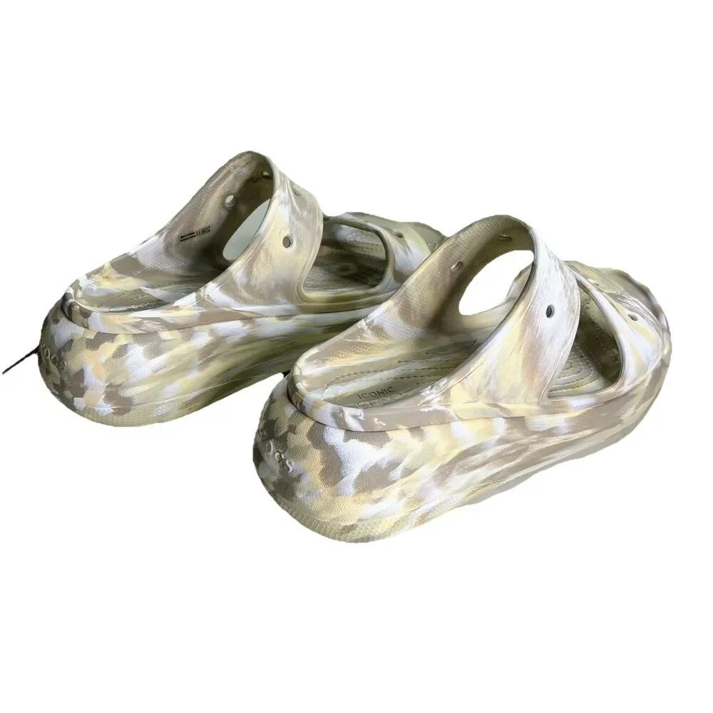 Crocs Unisex Adult Crush Marble Platform Double Strap Slides Sz Men 10 Women 12